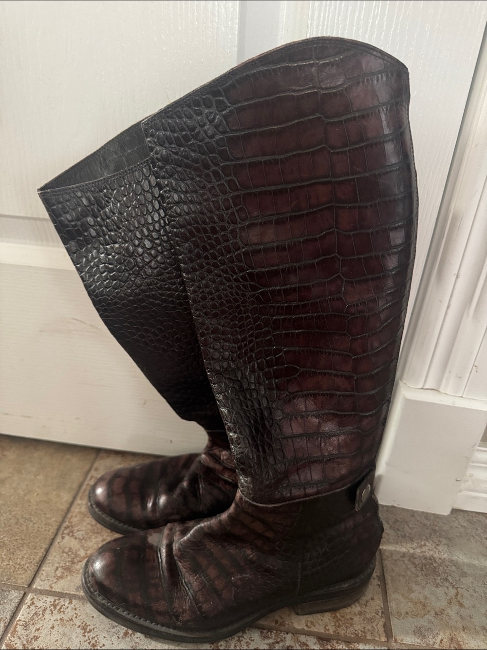 Ma & Lo Brown Crocodile Tall Riding Boots